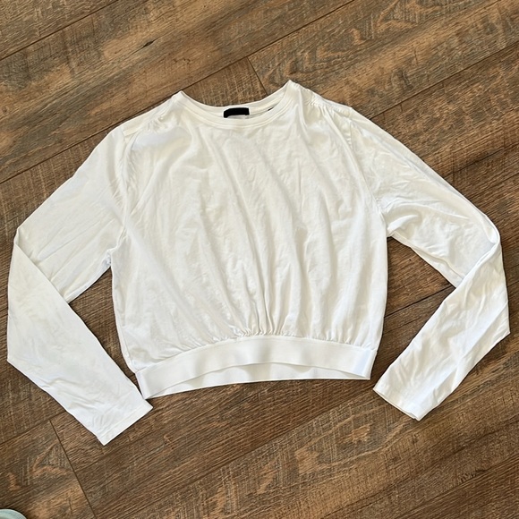 EUC ATM ANTHONY THOMAS MELILLO Cropped gathered cotton-jersey top - Picture 4 of 6